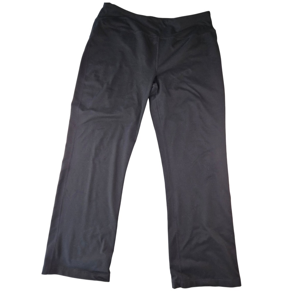 Lands End Womens XL 18 Black Active Yoga Pants Flare Leg Athleisure RN62830 30"